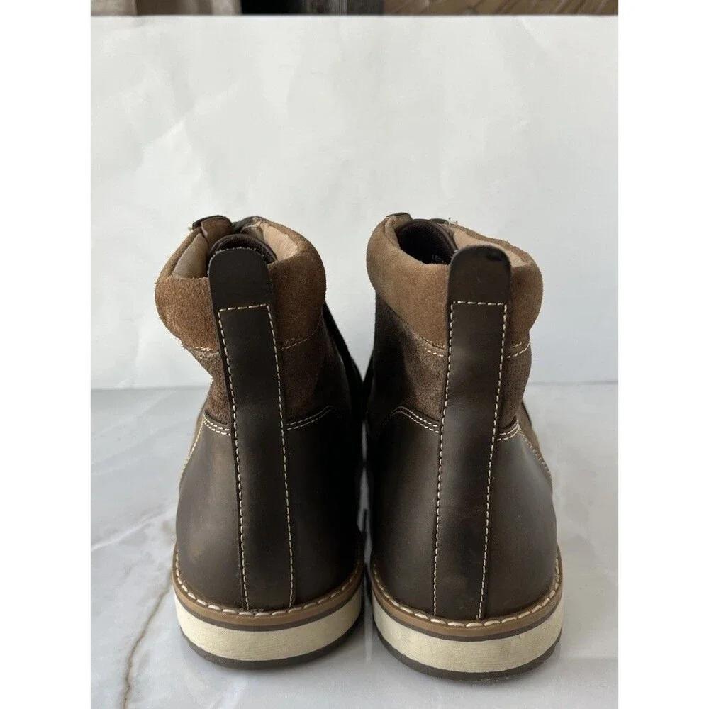 IZOD Legacy Men Brown Leather Ankle Boots Memory Foam Cushion Sz 12 M Lace Up